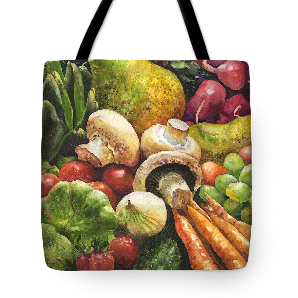 Vegetables Painting Tote Bag featuring the painting Bountiful by Anne Gifford