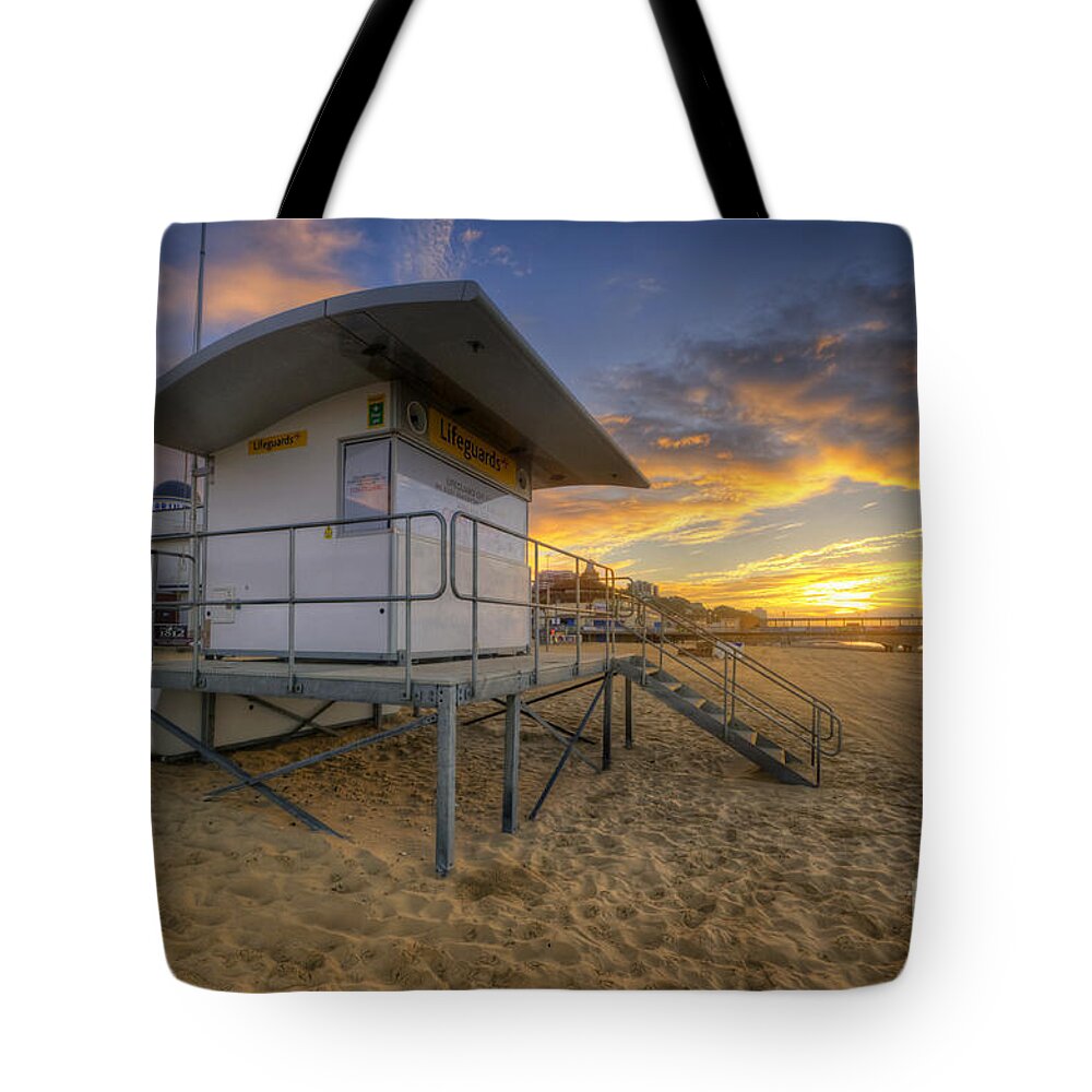 Hdr Tote Bag featuring the photograph Bournemouth Beach Sunrise by Yhun Suarez