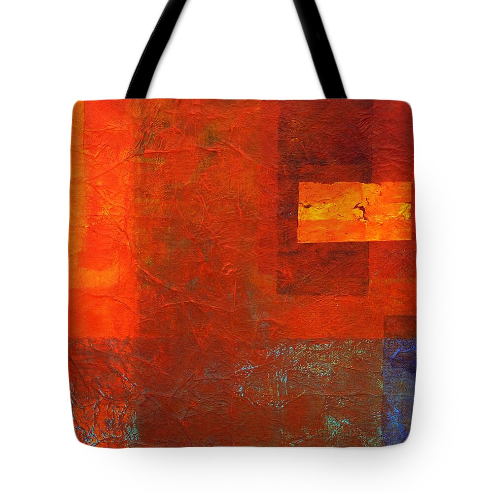 Abstract Tote Bag featuring the painting Boxed by Nancy Merkle