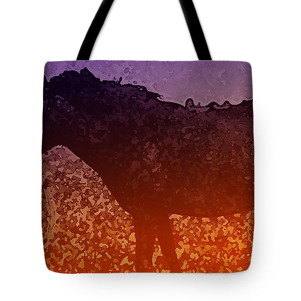 Boy Tote Bag featuring the digital art Boy with Horse by Cathy Anderson