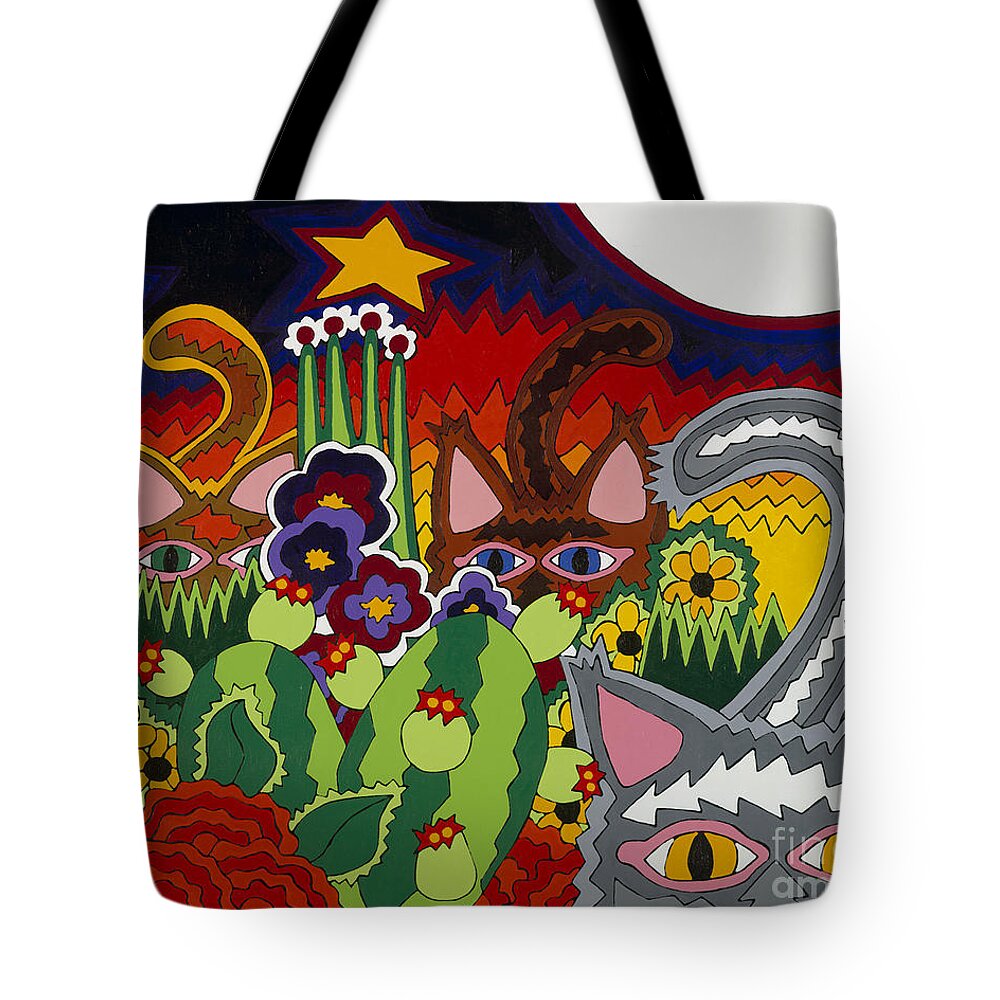 Cats Tote Bag featuring the painting Boys Night Out by Rojax Art