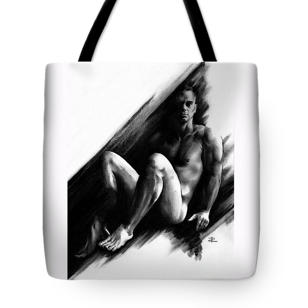 Figurative Tote Bag featuring the drawing Bradley by Paul Davenport