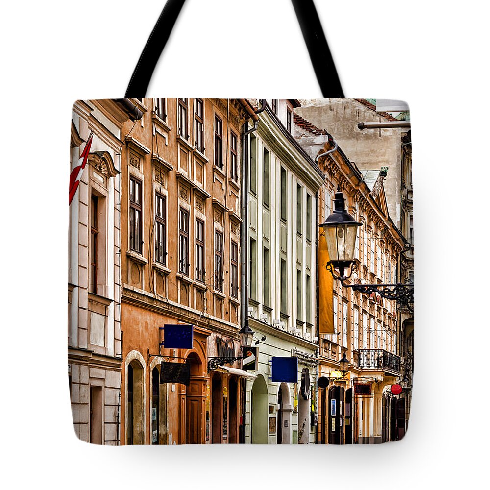Street Tote Bag featuring the photograph Bratislava by Les Palenik