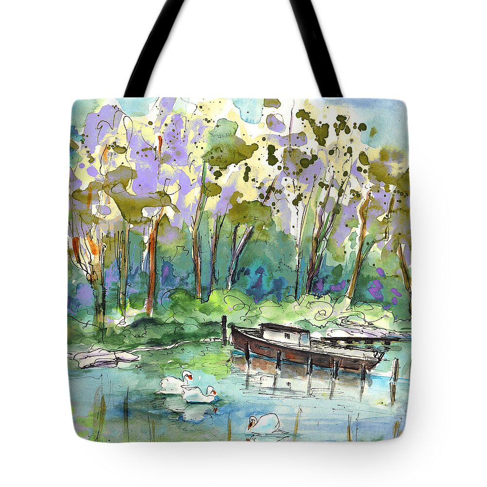 Travel Tote Bag featuring the painting Bray sur Seine 01 by Miki De Goodaboom