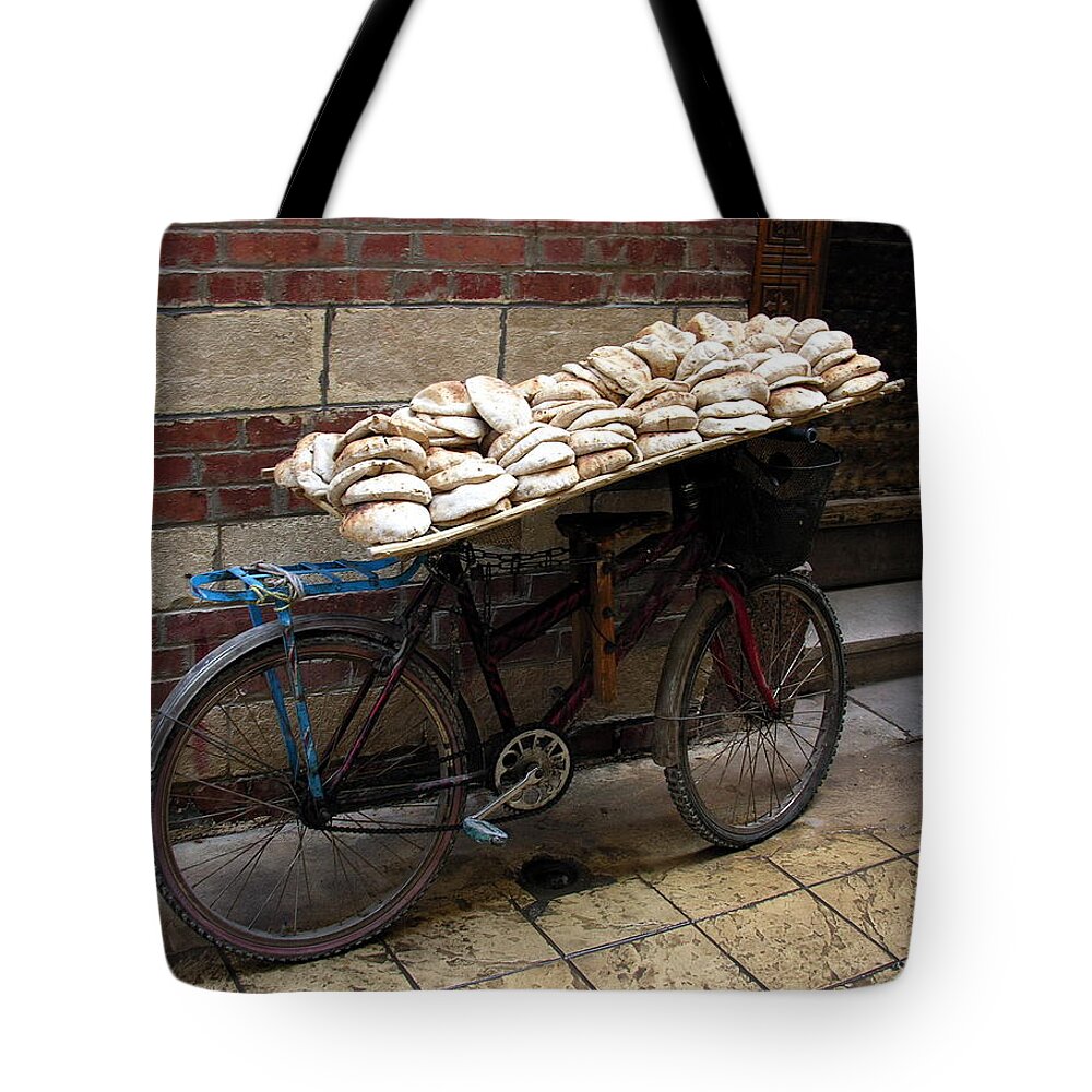 Bread Tote Bag featuring the photograph Bread to go in Cairo by Jacqueline M Lewis