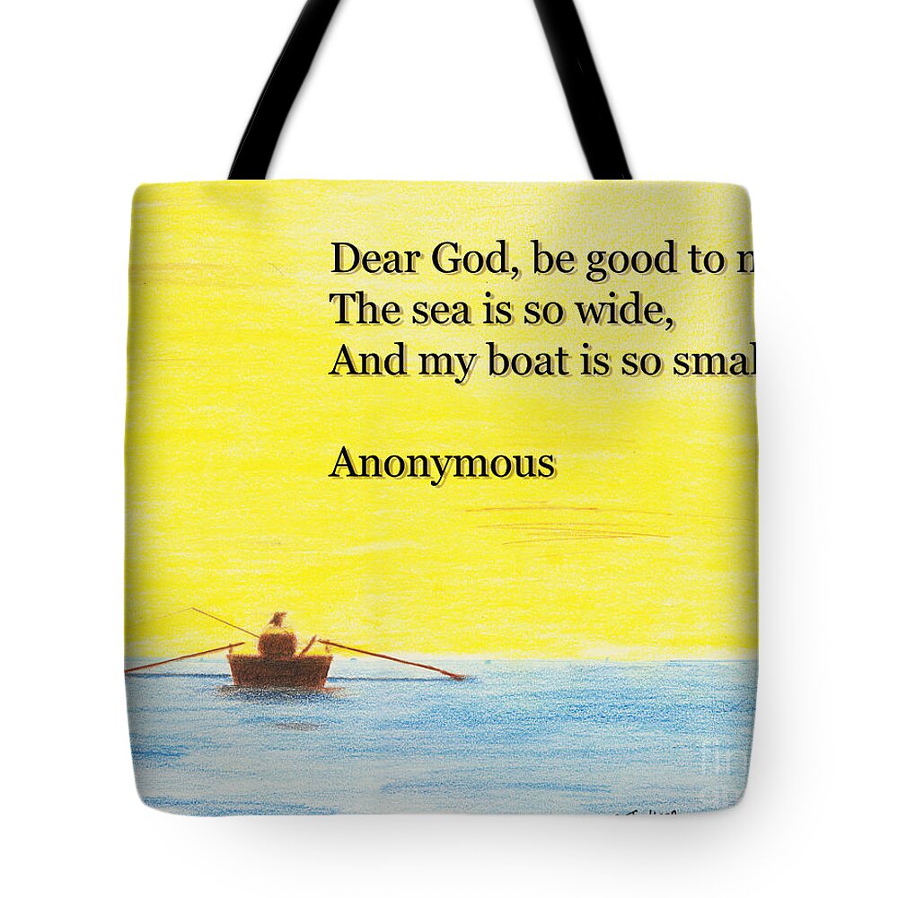 Seascape Tote Bag featuring the pastel Breton Fisherman's Prayer by David Jackson
