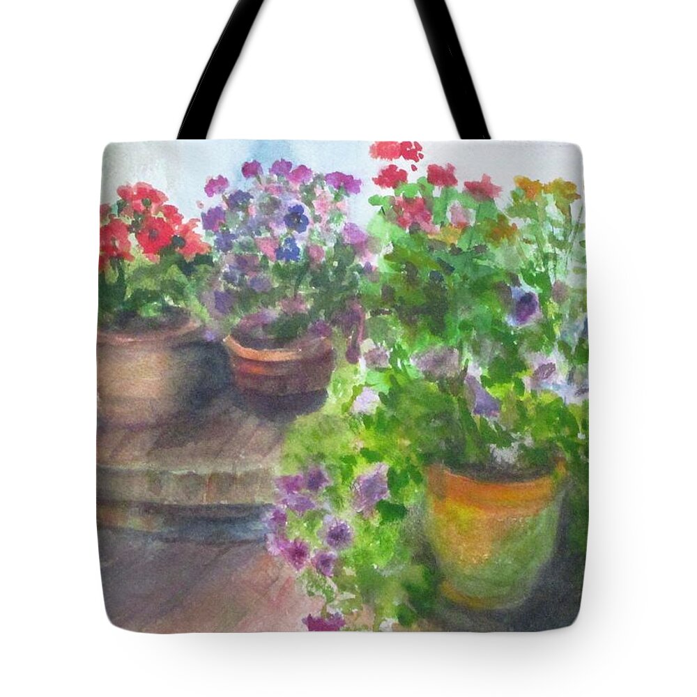 Watercolor Tote Bag featuring the painting Brick and Terracotta by Paula Pagliughi