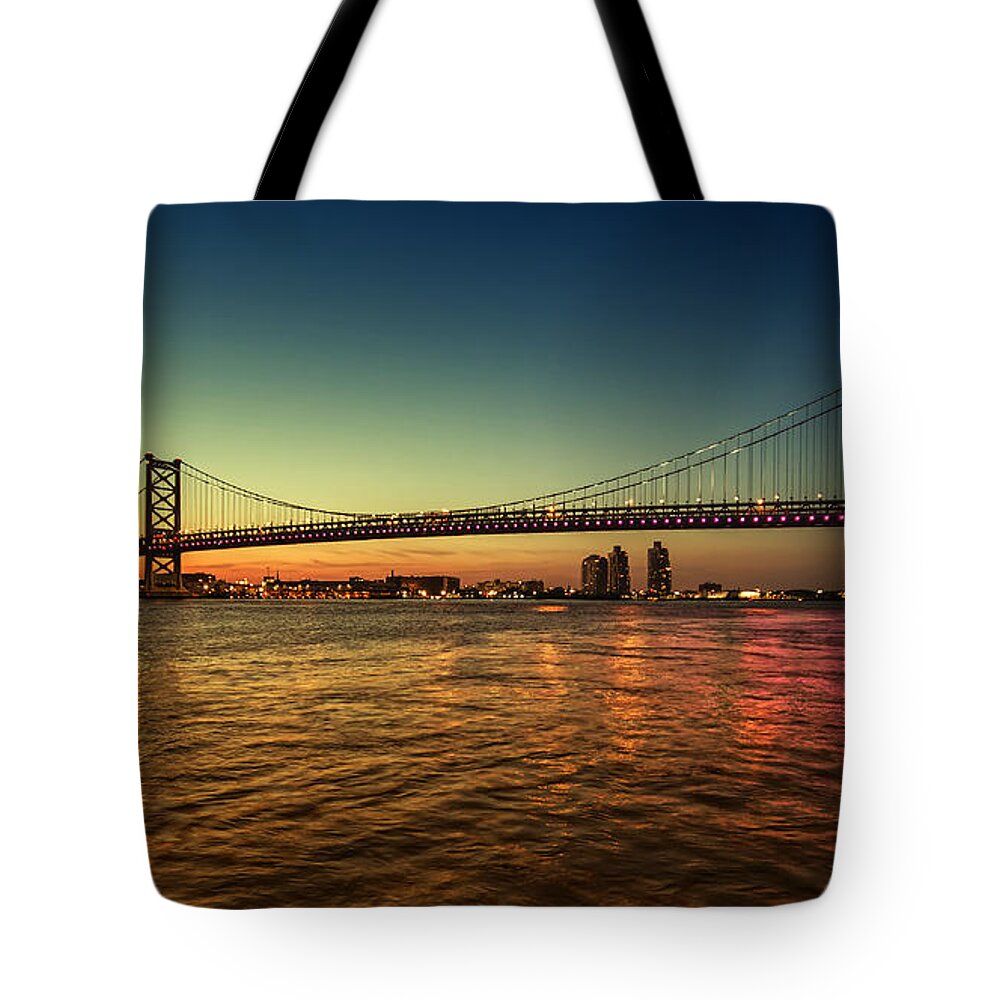 Landscape Tote Bag featuring the photograph Bridged Glow by Rob Dietrich