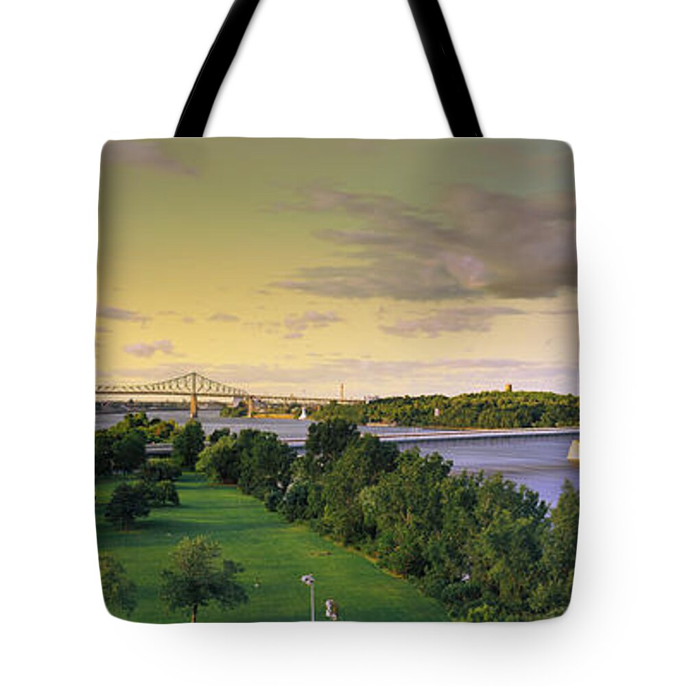Photography Tote Bag featuring the photograph Bridges Across A River, Jacques Cartier by Panoramic Images