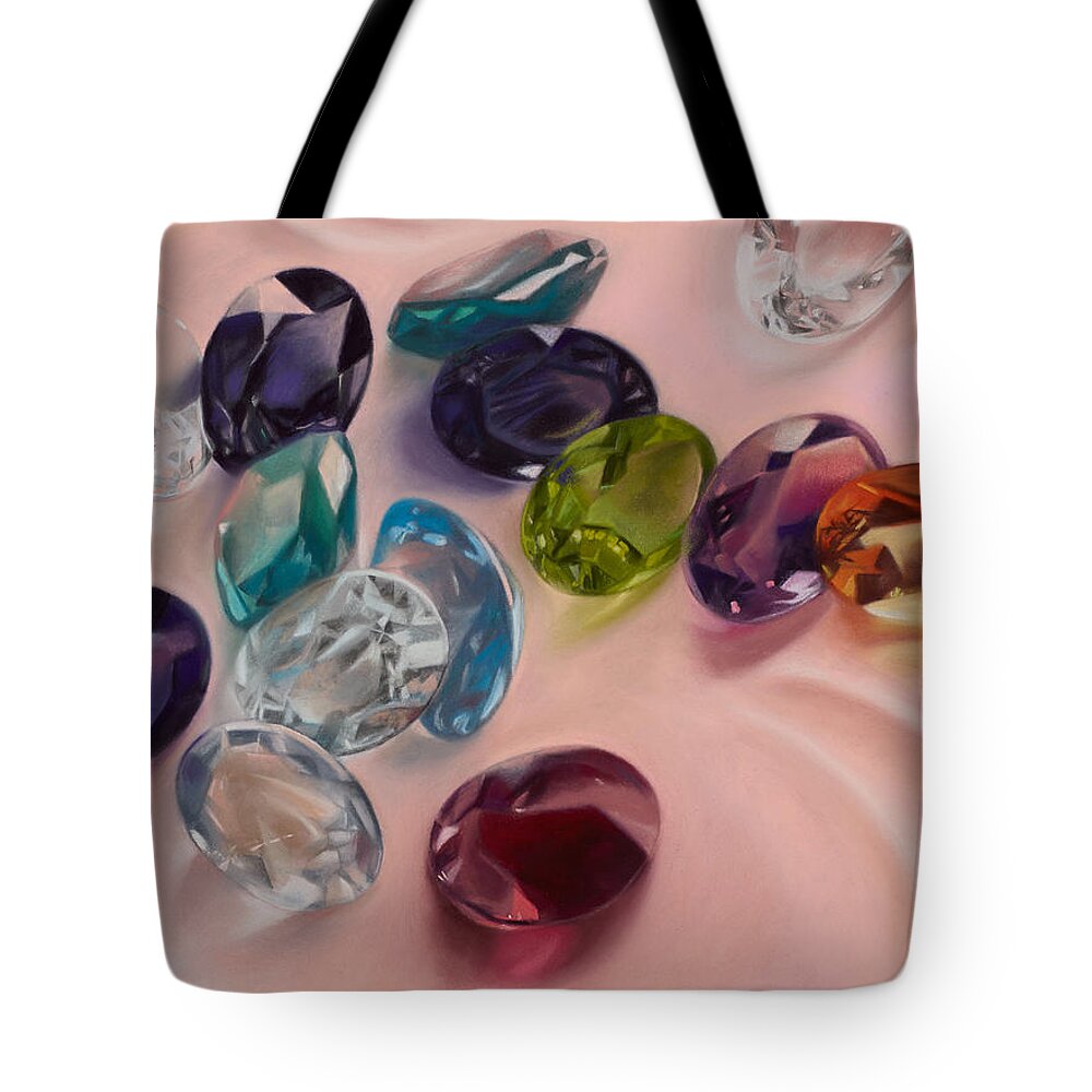 Jewels Gemstones Facets Sparkling Sparkly Brilliant Gems Award Tote Bag featuring the pastel Brillanti by Brenda Salamone