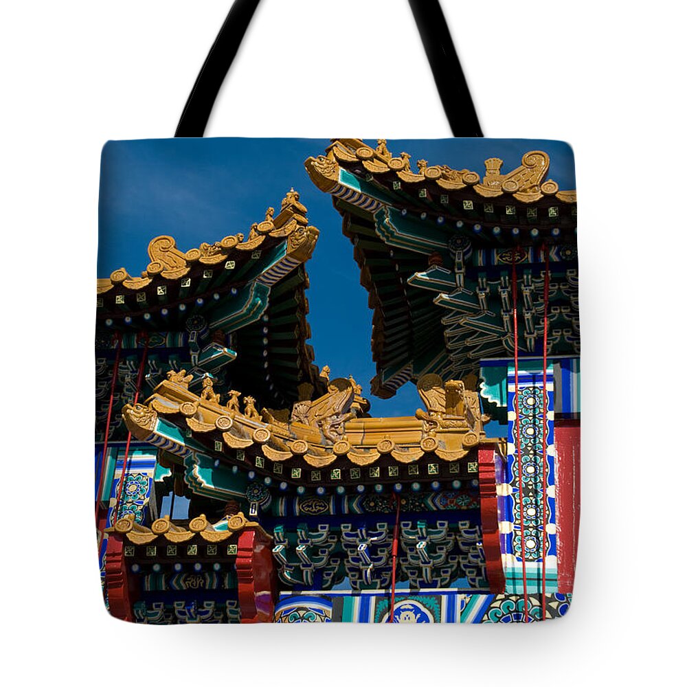 Asia Tote Bag featuring the photograph Brilliant Blues by Venetta Archer