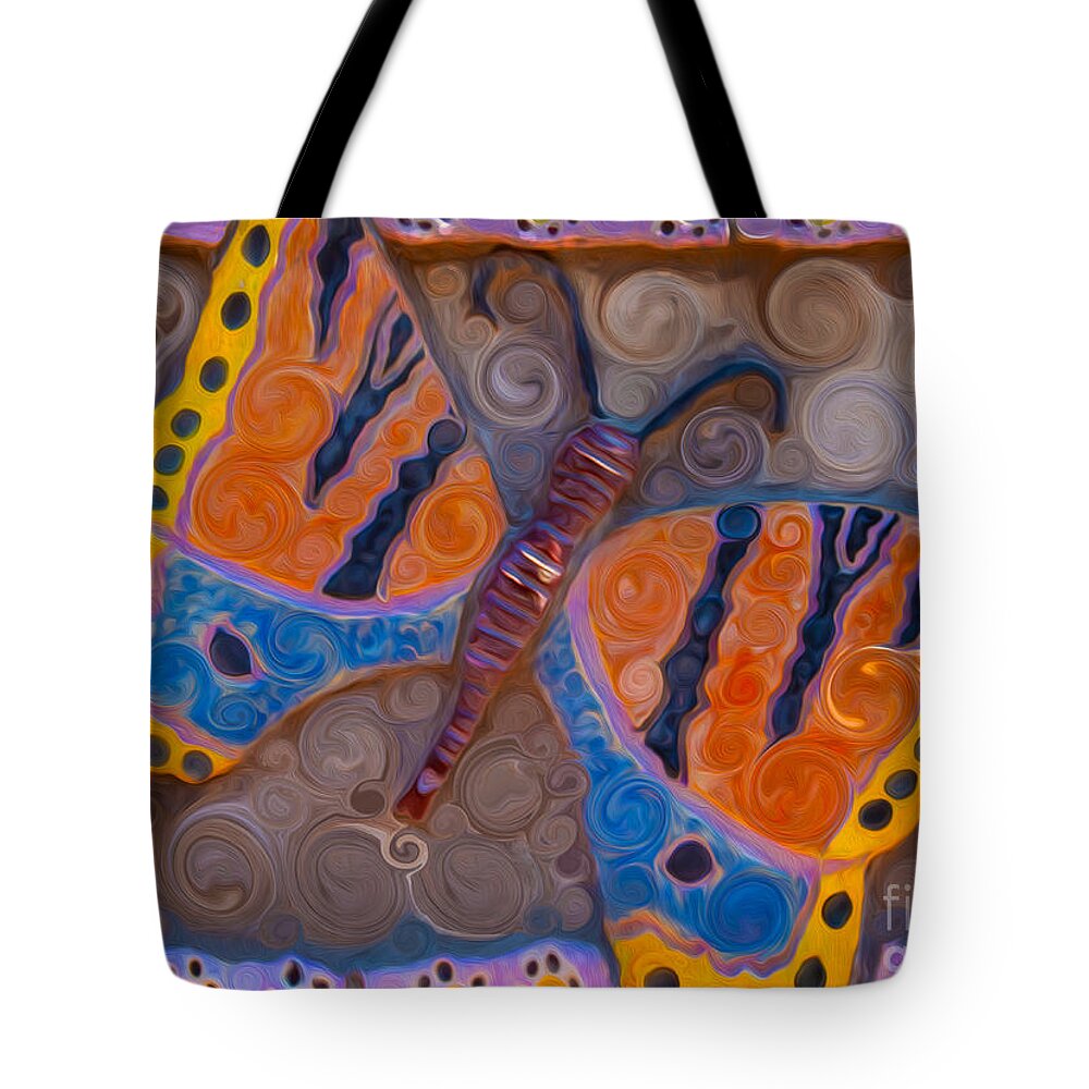 Butterfly Tote Bag featuring the painting Brilliant Butterfly by Omaste Witkowski