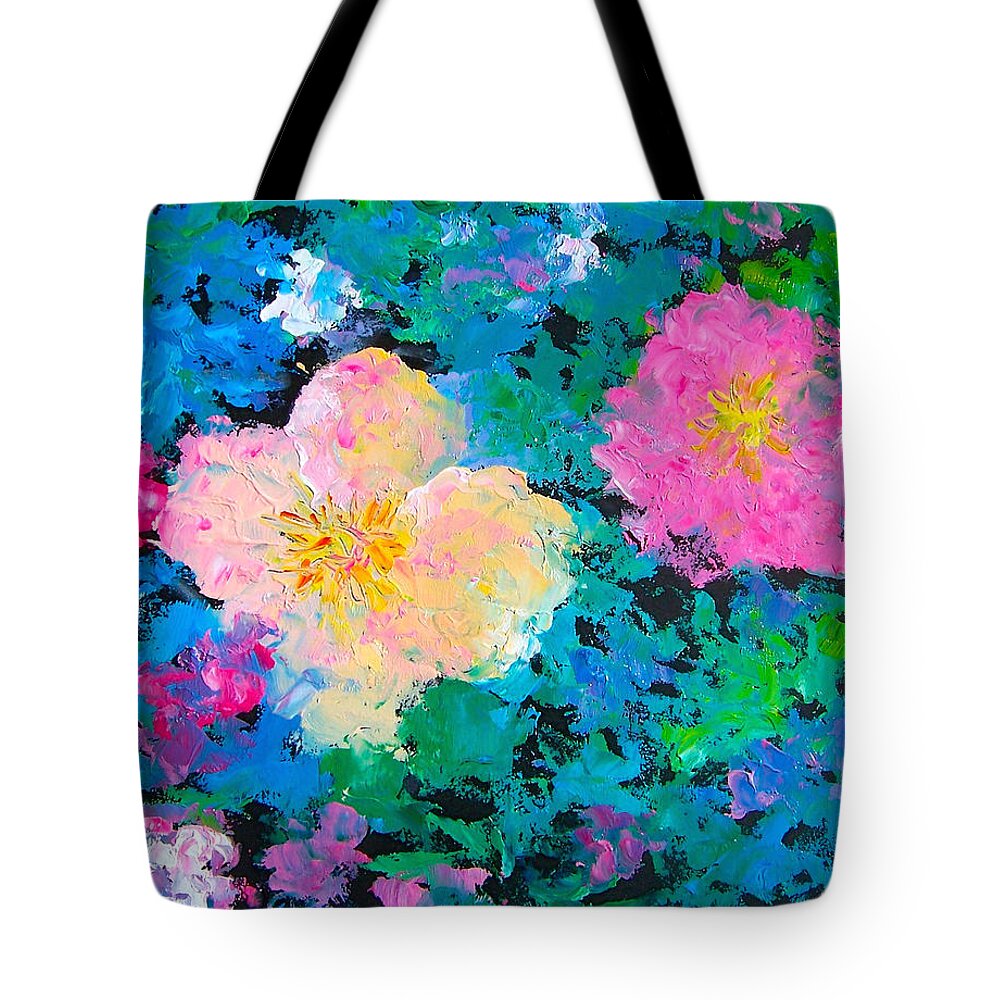 Poppies Tote Bag featuring the painting Brilliant Flower Garden by Jan Matson