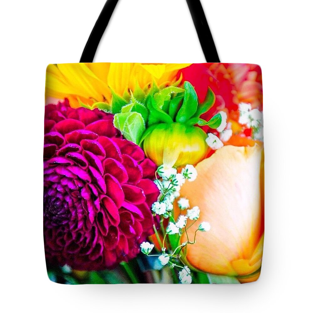 Weddingphotography Tote Bag featuring the photograph Brilliant Posies. Wedding Flowers by Anna Porter