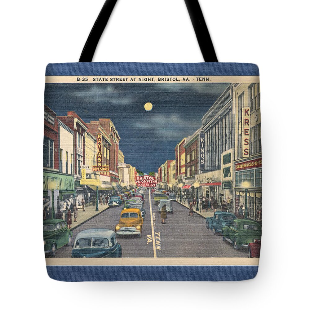 Bristol Tote Bag featuring the digital art Bristol at night in the 1940's by Denise Beverly