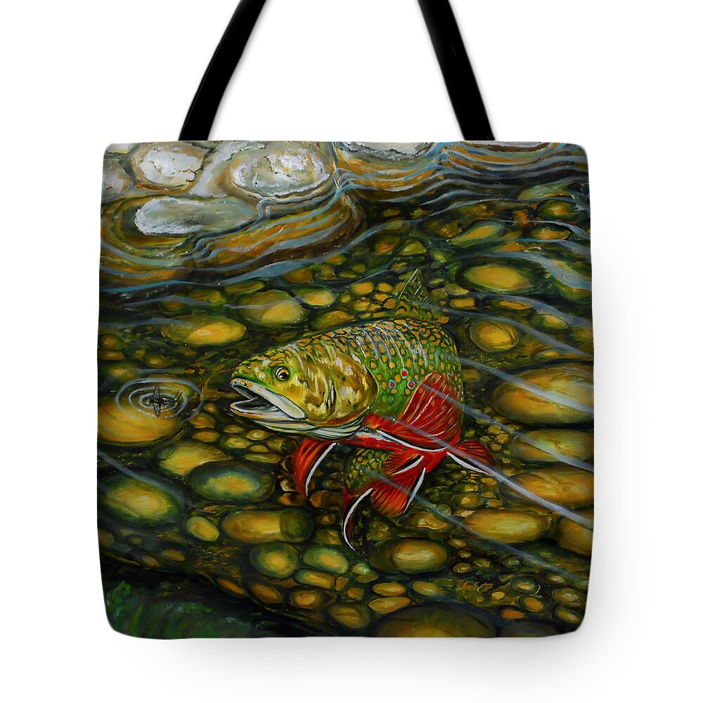 Brook Trout Tote Bag featuring the painting Brook Trout by Steve Ozment