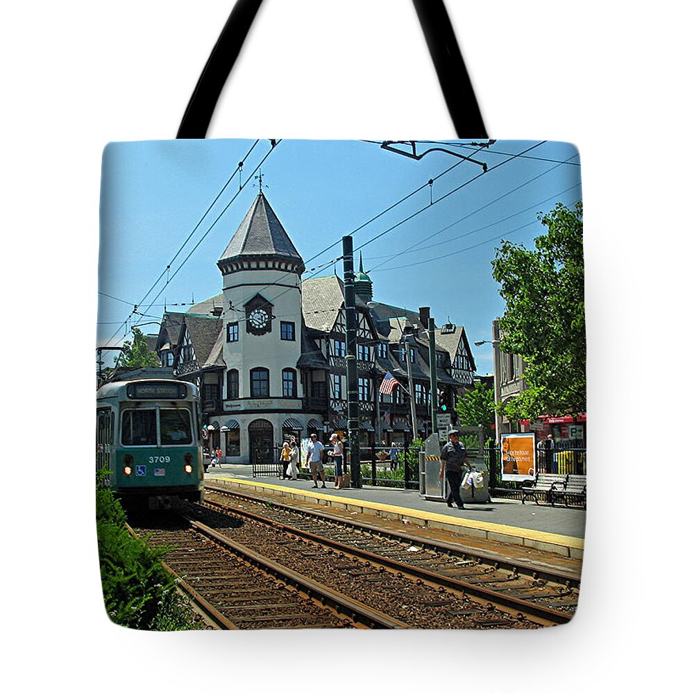 Brookline Tote Bag featuring the photograph Brookline Coolidge Corner Pierce Building by Juergen Roth