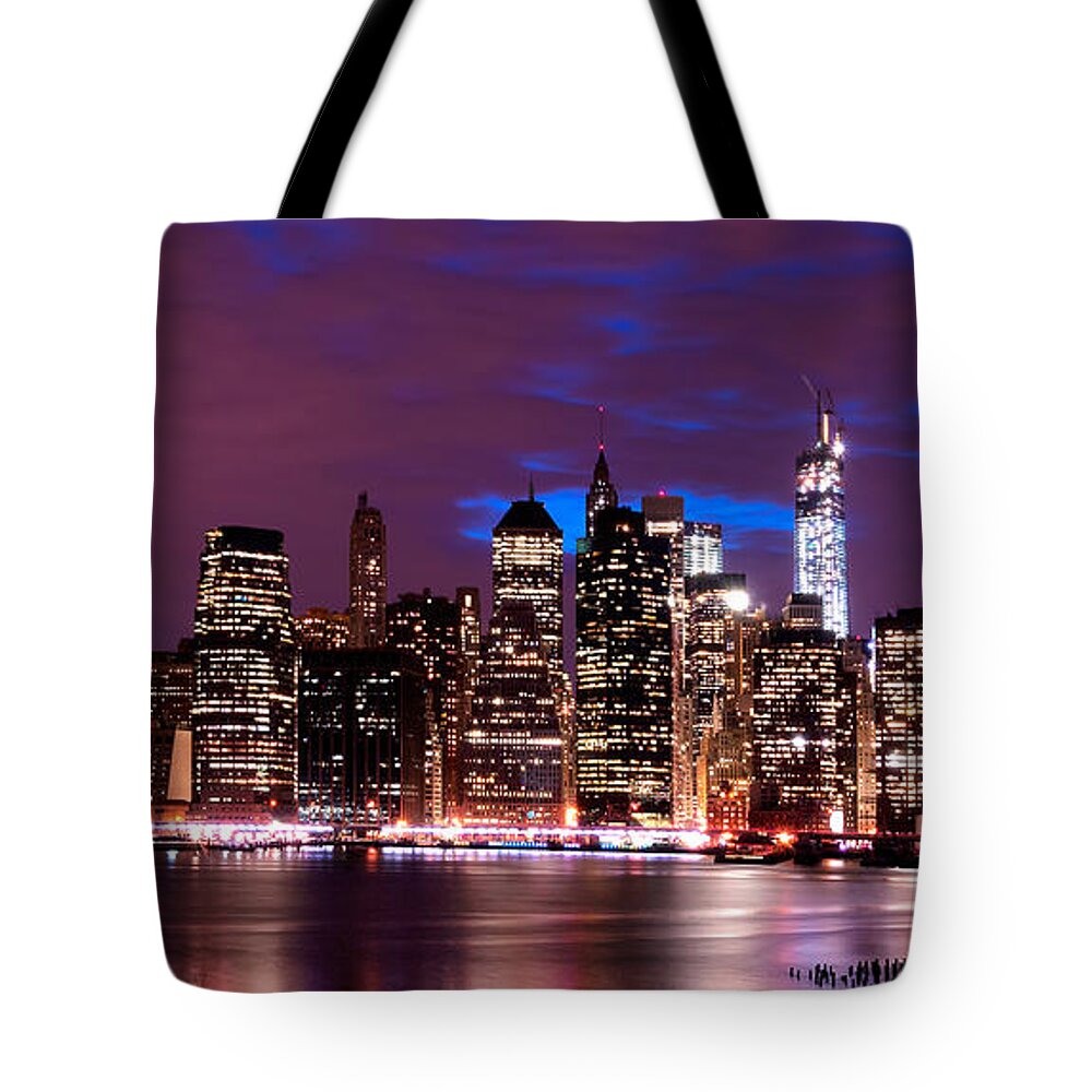 Amazing Brooklyn Bridge Photos Tote Bag featuring the photograph Brooklyn Height Promenade View of the NYC Skyline by Mitchell R Grosky