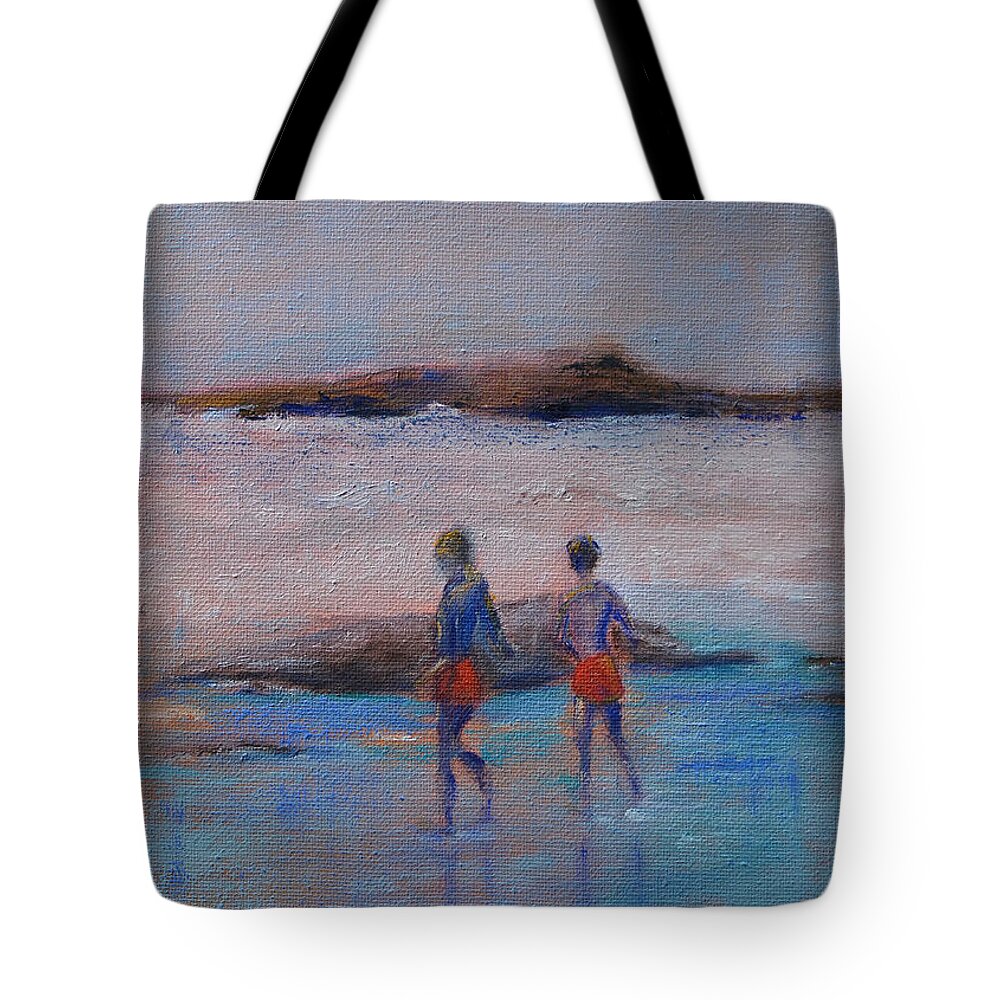 Brothers Tote Bag featuring the painting Brothers by Patricia Caldwell