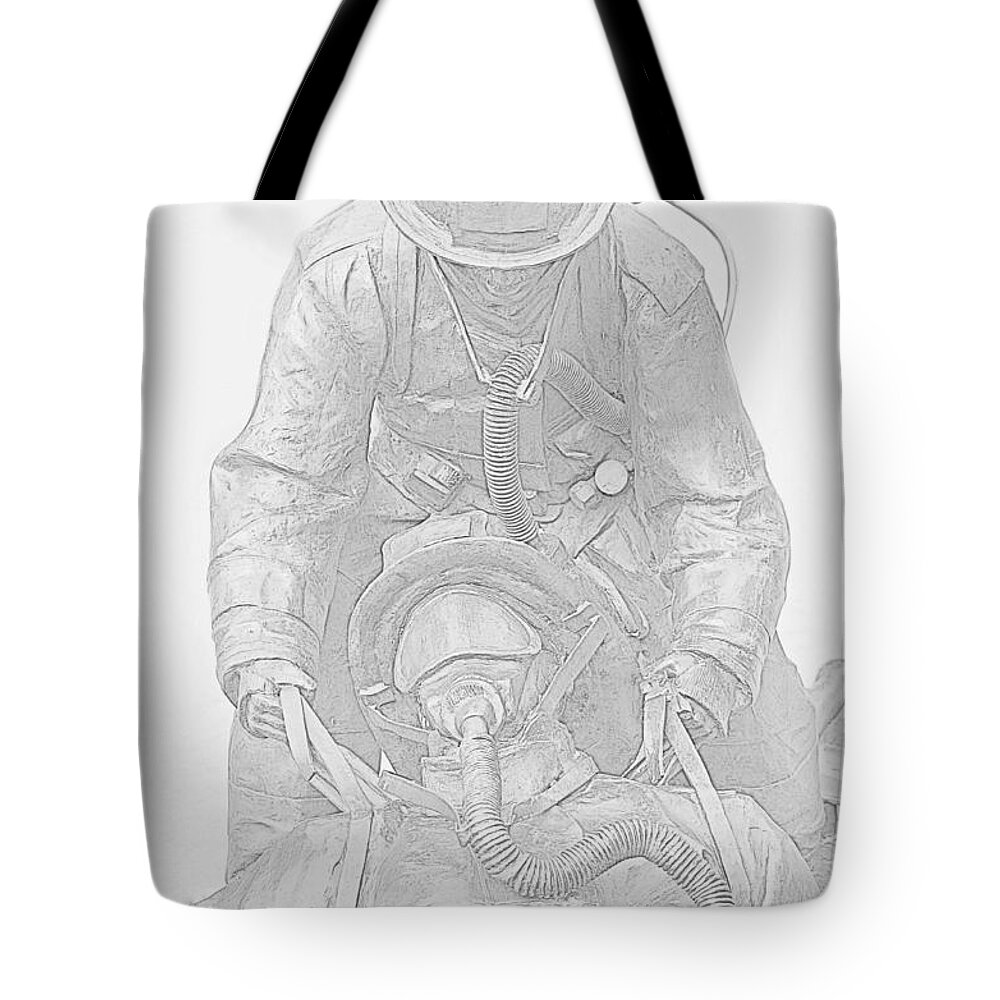 Firefighter Tote Bag featuring the photograph Brothers by Susan McMenamin