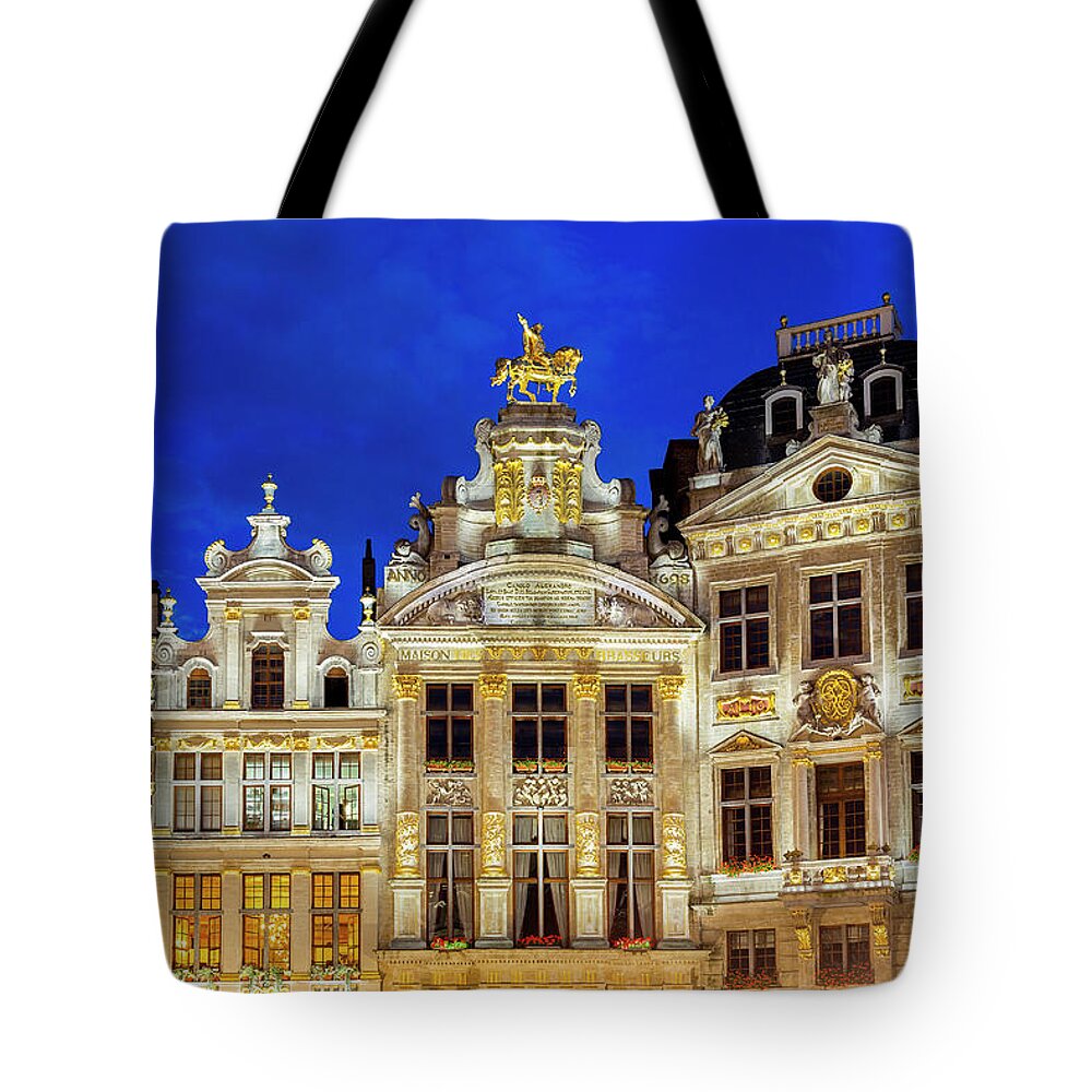 Belgium Tote Bag featuring the photograph Brussels, Grand Place At Dusk by Sylvain Sonnet