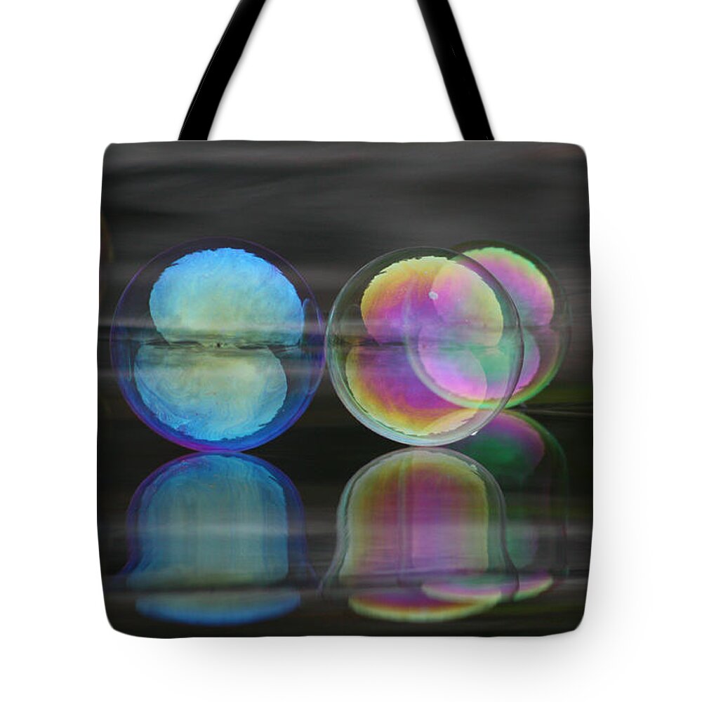 Bubble Tote Bag featuring the photograph Bubble Dimension by Cathie Douglas