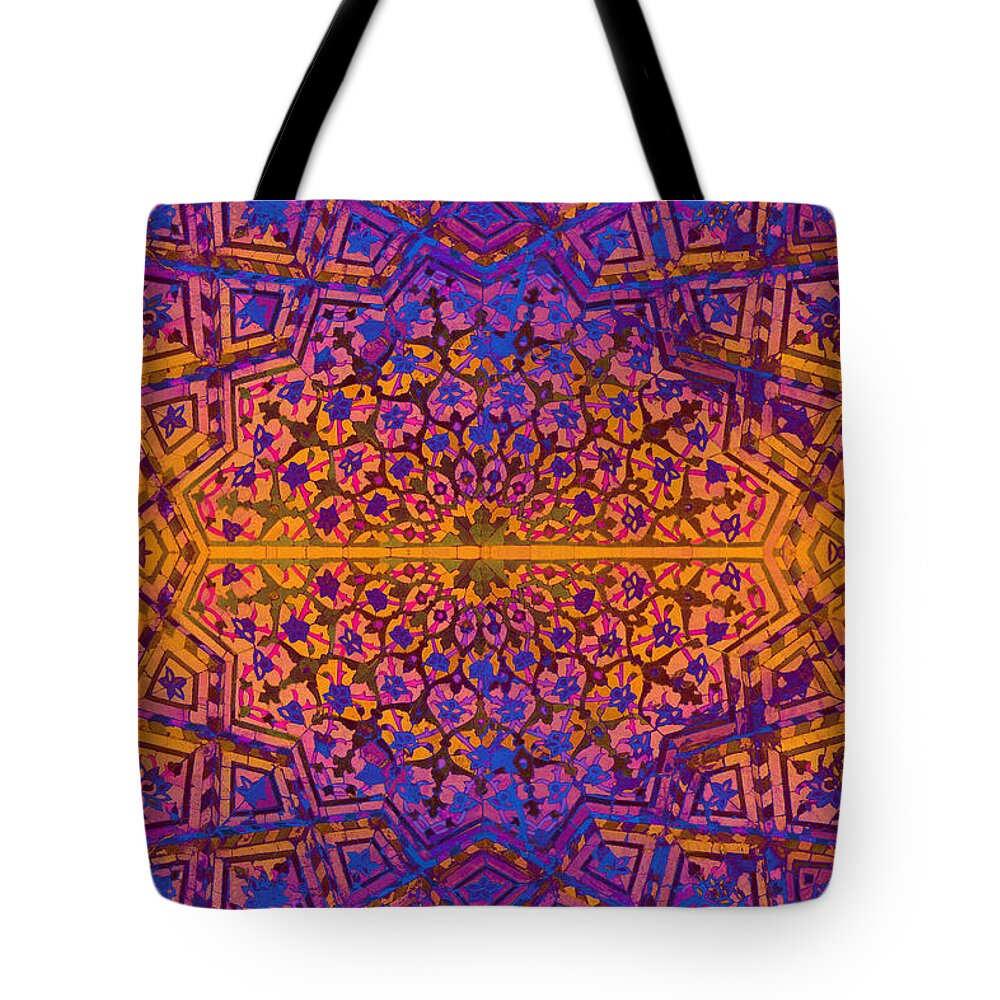 Central Asia Tote Bag featuring the photograph Bukhara flower dome by Mamoun Sakkal