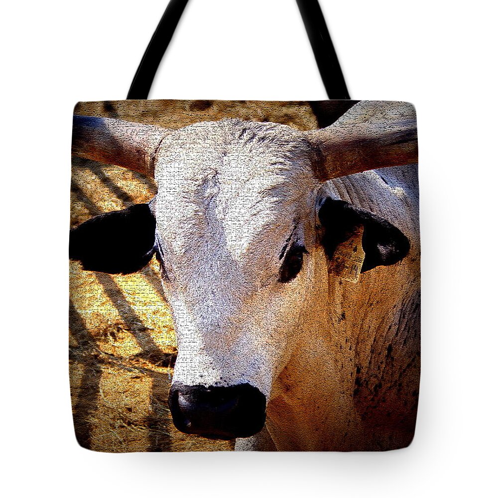 Cowboy Tote Bag featuring the photograph Bull Riders - Nightmare - Rodeo Bull by Travis Truelove