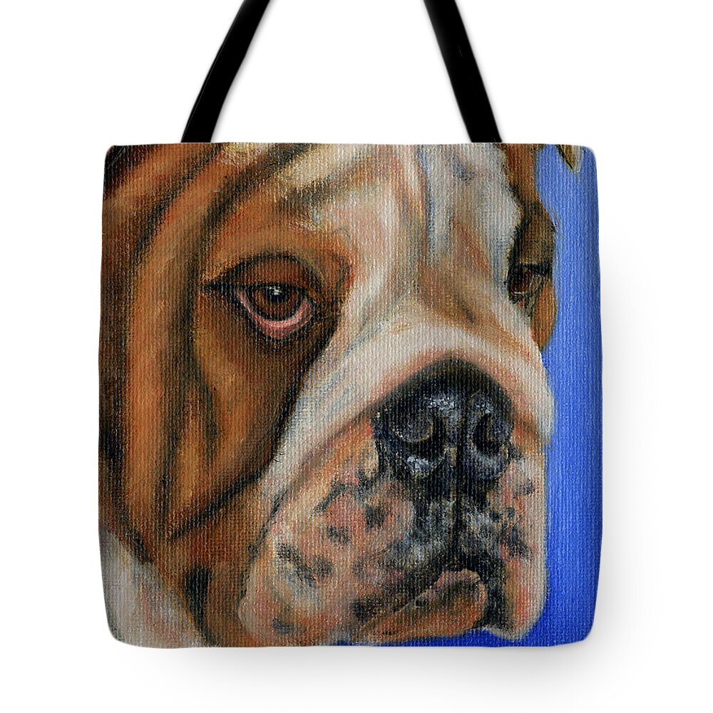 Bulldog Tote Bag featuring the painting Beautiful Bulldog Oil Painting by Michelle Wrighton