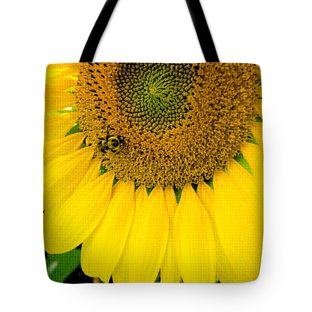 Sunflower Tote Bag featuring the photograph Bumble bee on Sunflower by Crystal Wightman