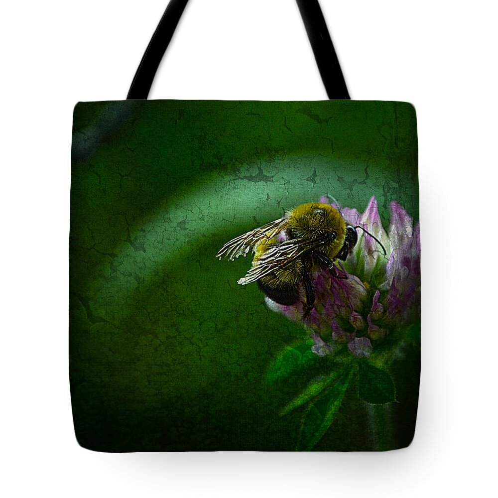Bumble Bee Tote Bag featuring the photograph Bumble Bee Tattered Wings Art 2 by Lesa Fine