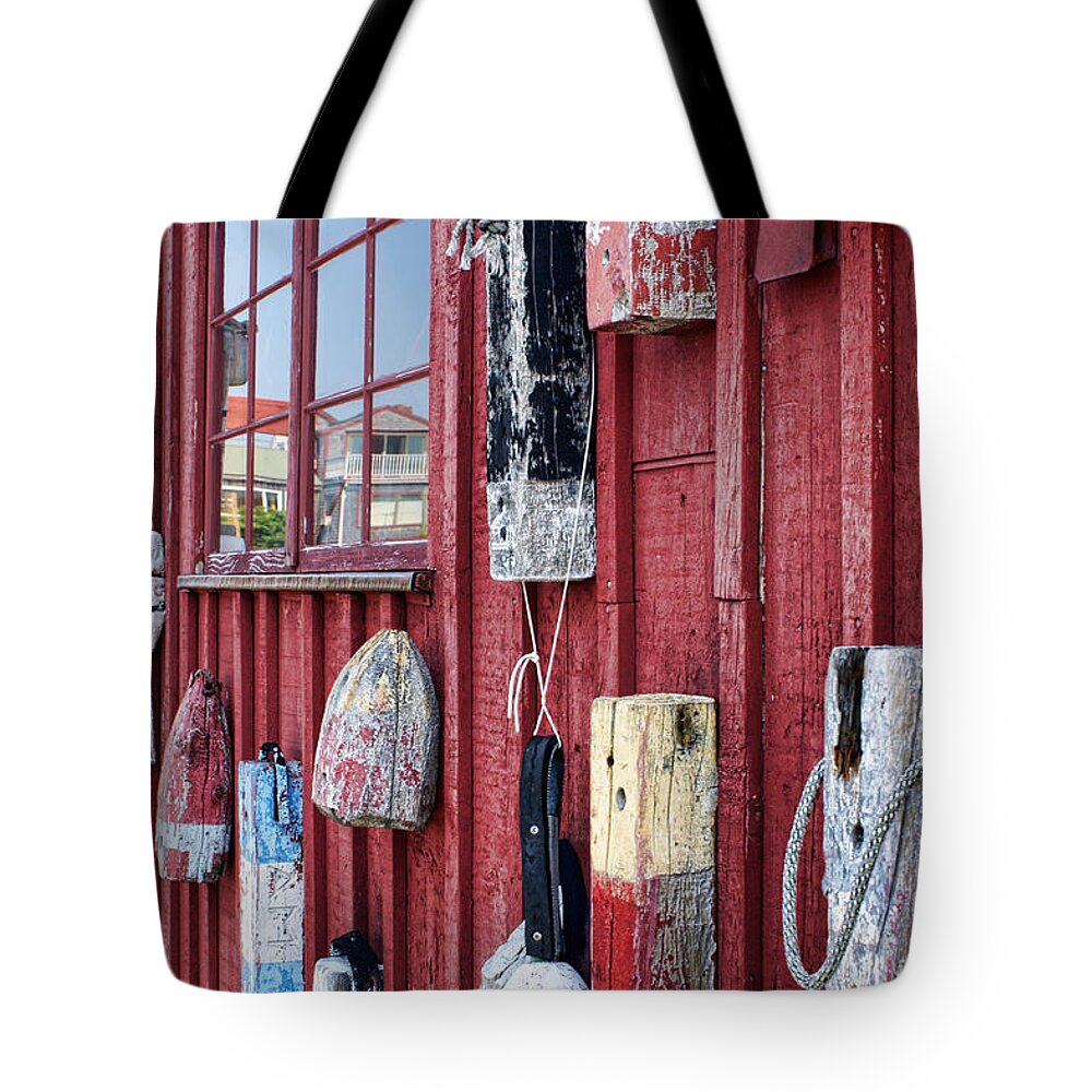 Buoys Tote Bag featuring the photograph Buoys on Motif 1 by Nikolyn McDonald