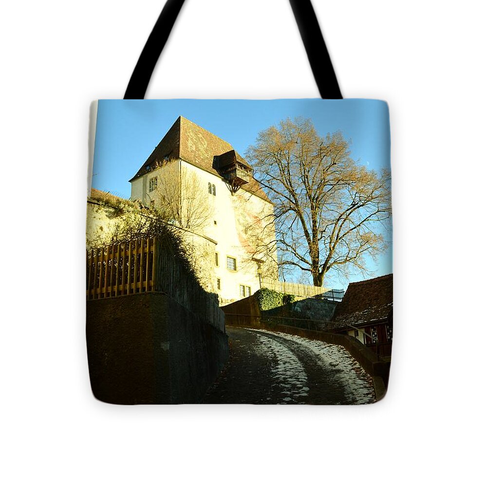Old Buildings Tote Bag featuring the photograph Burgdorf castle in December by Felicia Tica