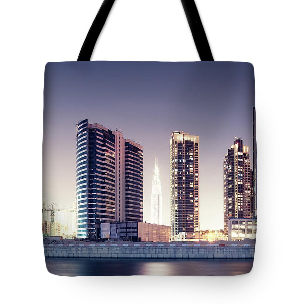 Outdoors Tote Bag featuring the photograph Burj Khalifa Skyline by Spreephoto.de