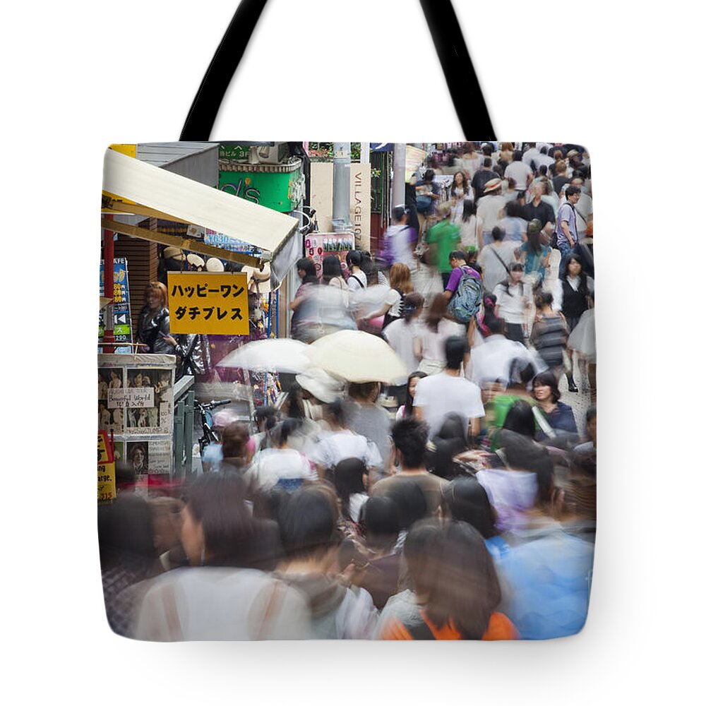 Takeshita Dori Tote Bag featuring the photograph Busy Takeshita Dori by Bryan Mullennix