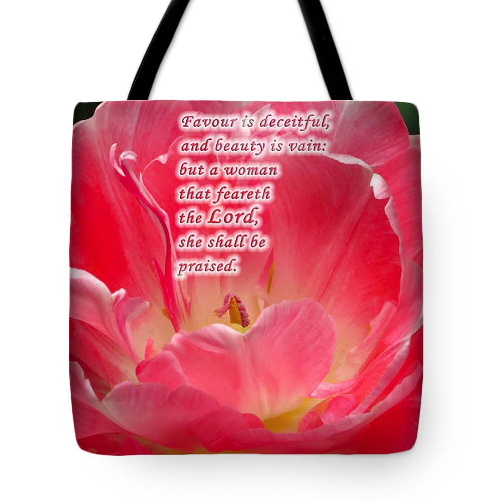 Scripture Art Tote Bag featuring the photograph But A Woman by Terry Wallace