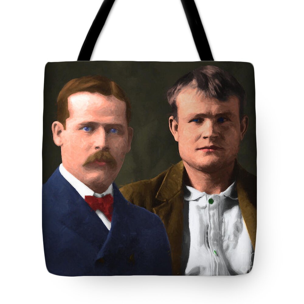 Butch Cassidy Tote Bag featuring the photograph Butch Cassidy and The Sundance Kid 20130512 v3 by Wingsdomain Art and Photography