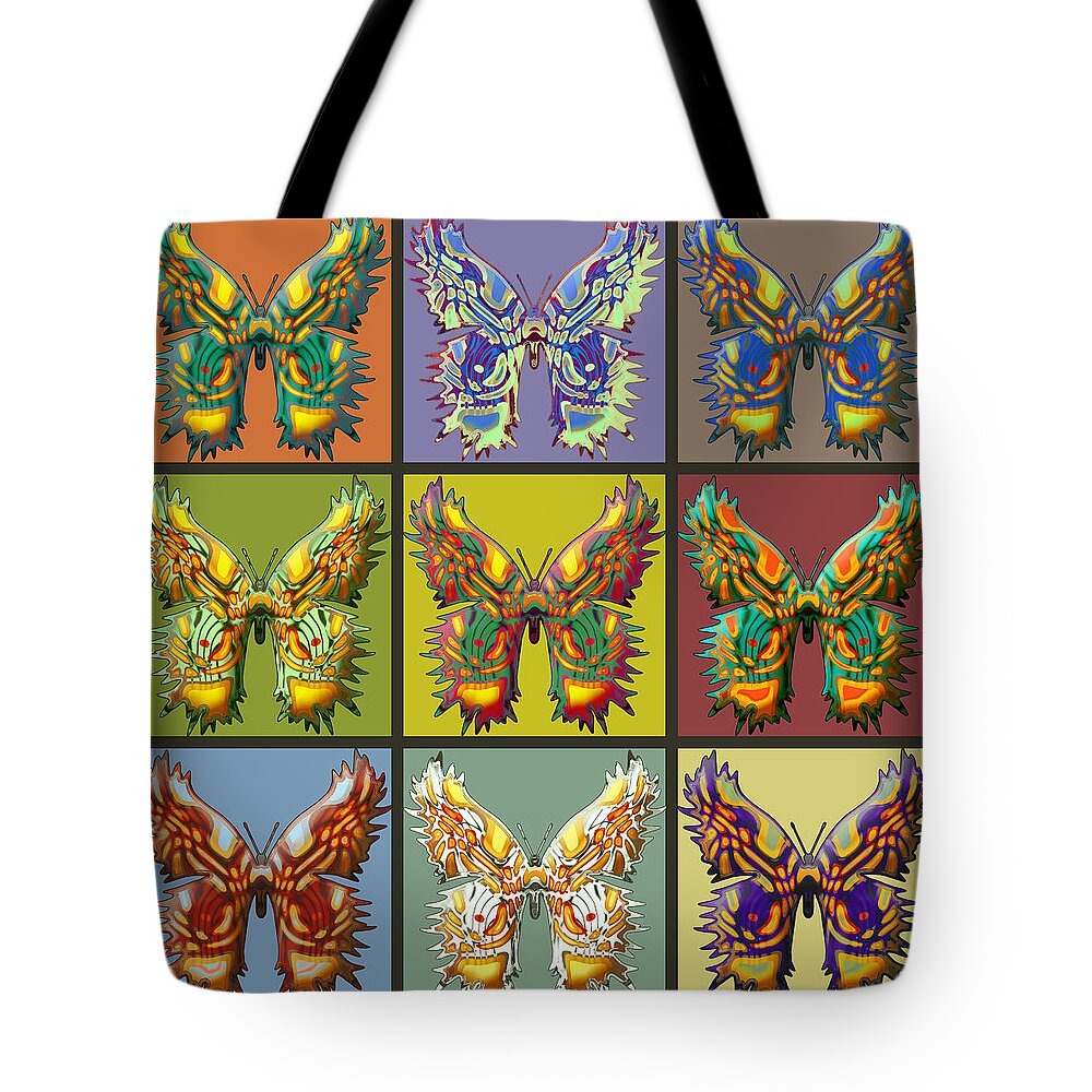 Butterflies Tote Bag featuring the digital art Butterfly Blocks by Deborah Runham