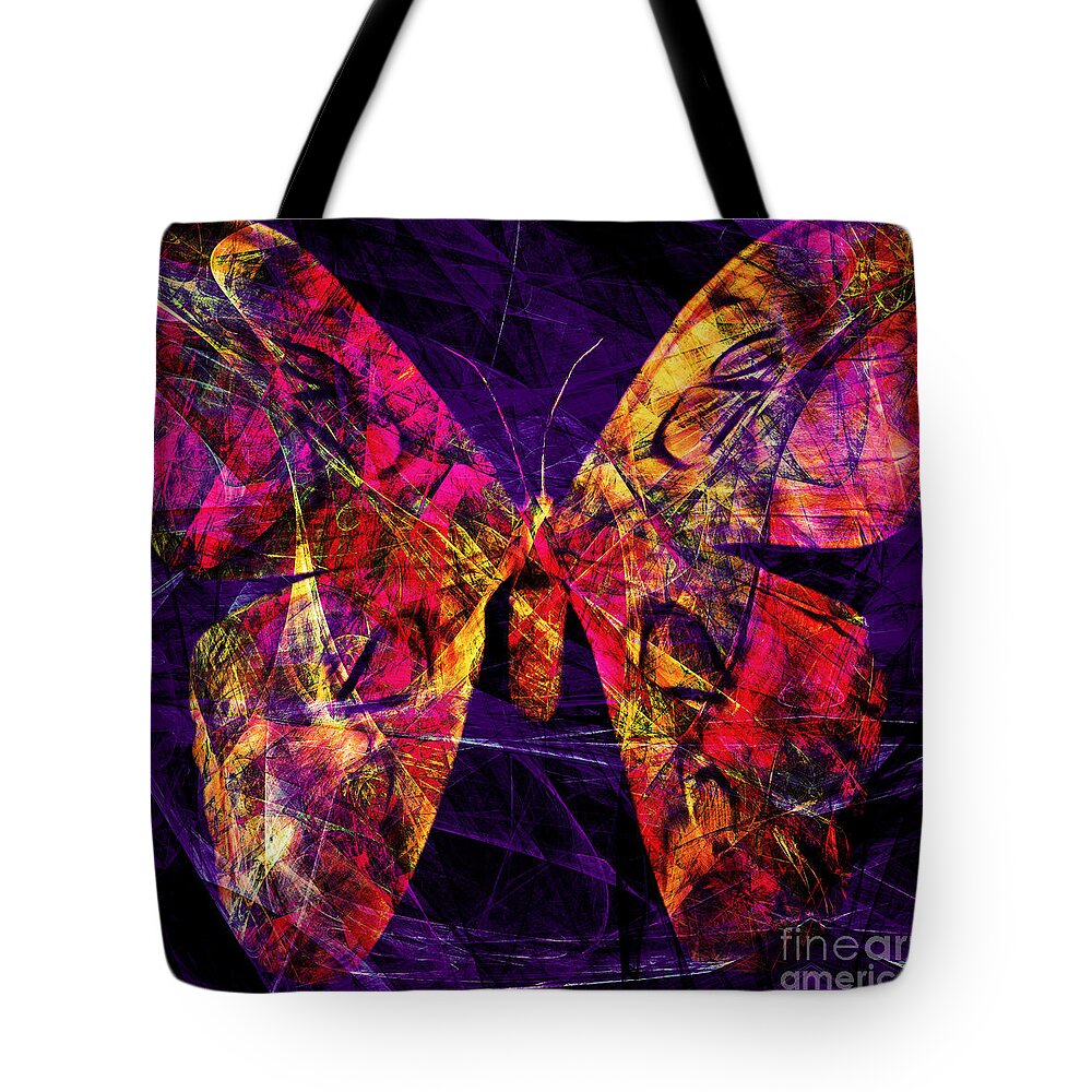 Butterfly Tote Bag featuring the photograph Butterfly in Abstract DSC2977 square by Wingsdomain Art and Photography