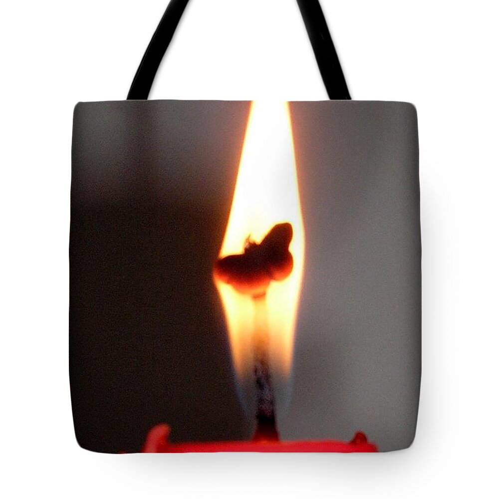 Butterfly Tote Bag featuring the photograph Butterfly Flame by Karen Jane Jones