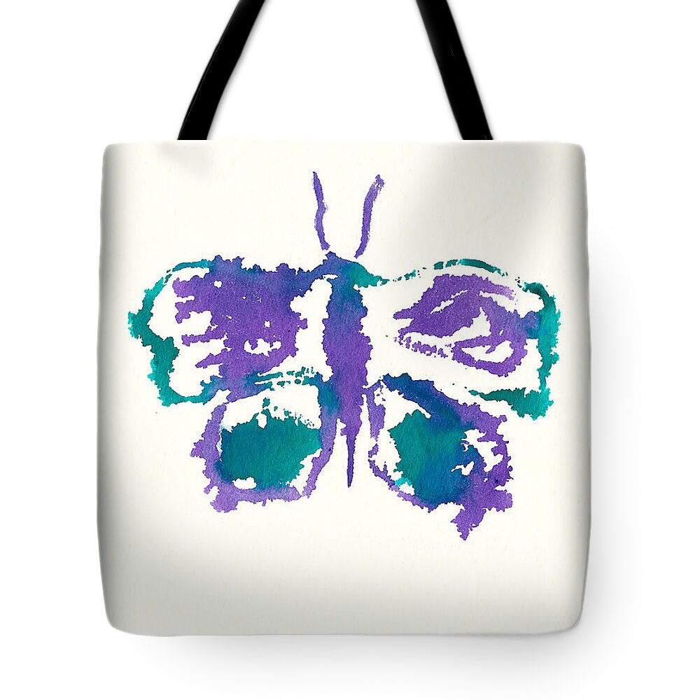Watercolor Butterfly Art Tote Bag featuring the painting Butterfly Inkblot by Frank Bright