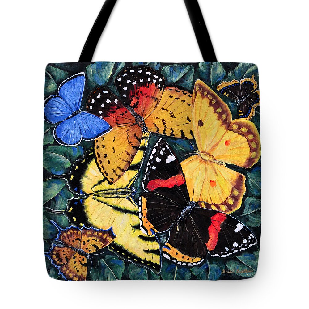 Butterfly Tote Bag featuring the painting Butterfly Kisses by Gail Butler