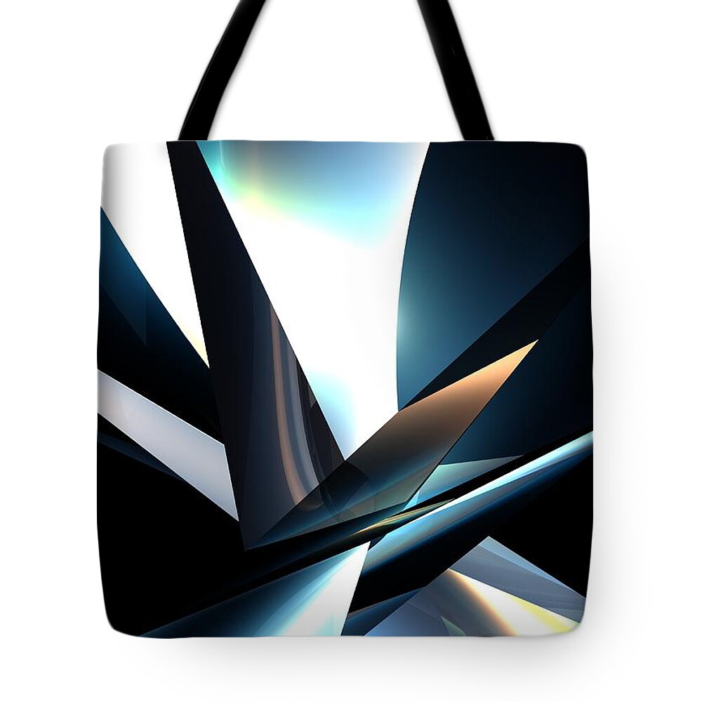 Black Tote Bag featuring the digital art BW Abstact by Louis Ferreira