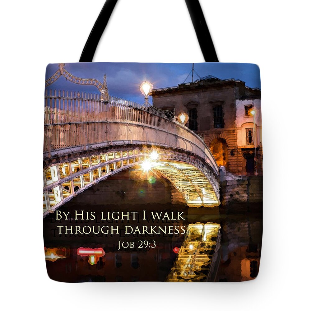 By His Light I Walk Tote Bag featuring the digital art By His light I walk by Denise Beverly