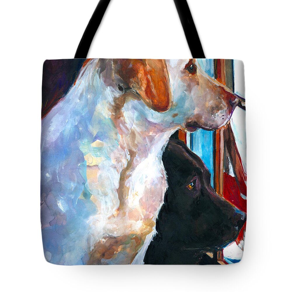 Labrador Retriever Tote Bag featuring the painting By My Side by Molly Poole