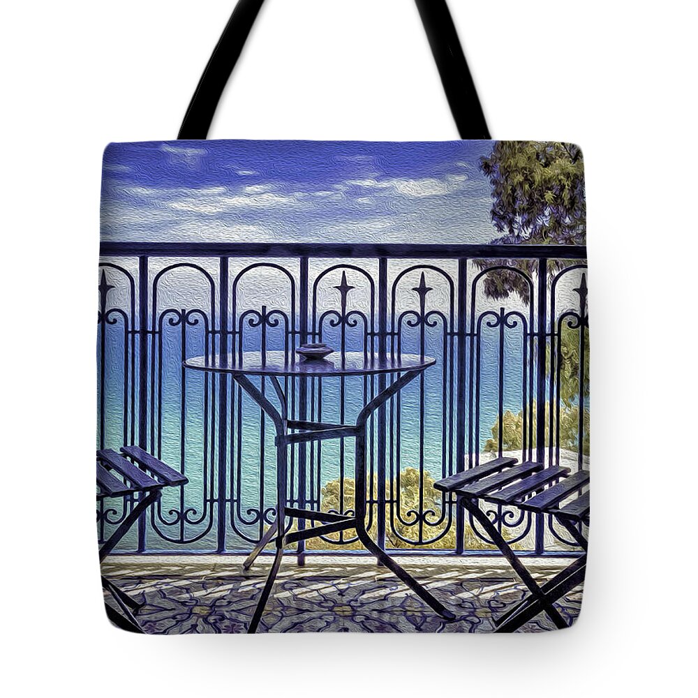 Arabic Tote Bag featuring the photograph By the Sea by Maria Coulson