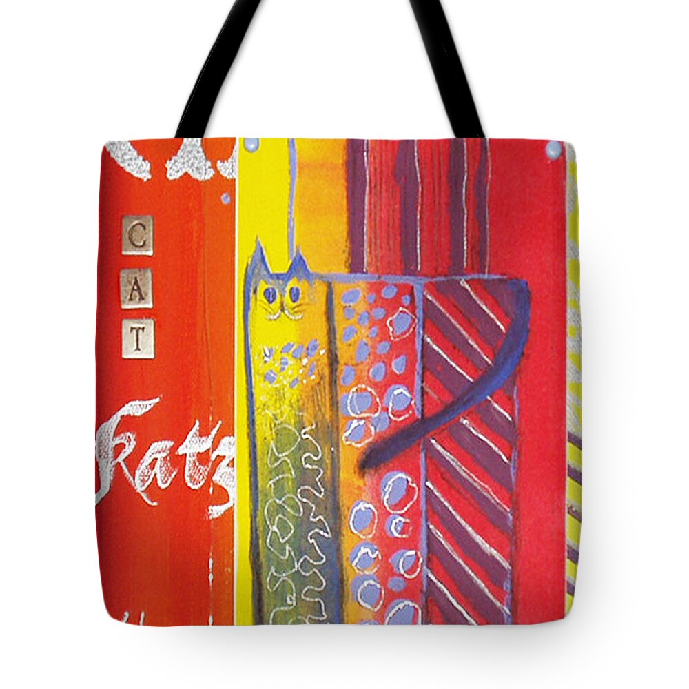 Cat Tote Bag featuring the mixed media C is for Cat by Ruth Dailey