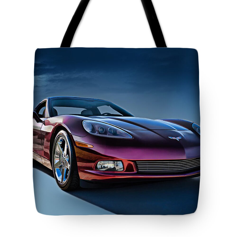 Chevrolet Tote Bag featuring the digital art C6 Corvette by Douglas Pittman