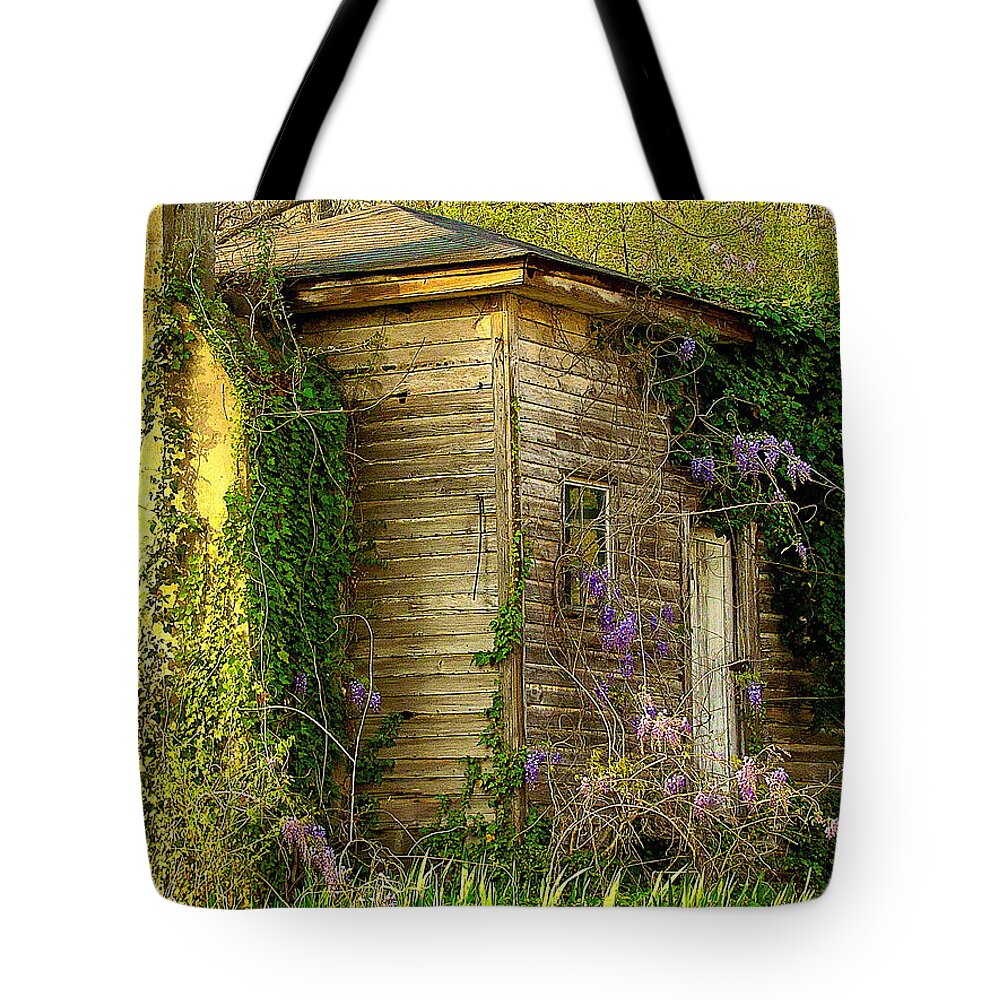 Fine Art Tote Bag featuring the photograph Cabin in the Back by Rodney Lee Williams