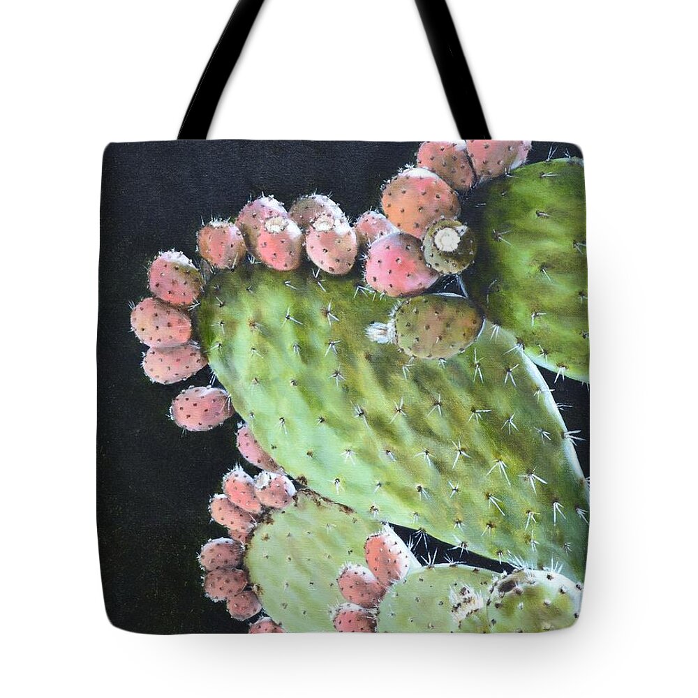 Plant Tote Bag featuring the painting Cactus Fruit by Mary Rogers